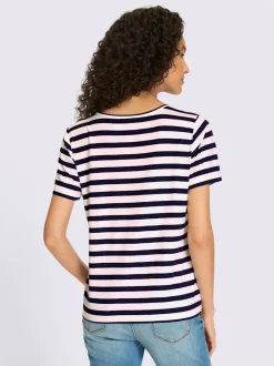 T-shirt à rayures avec encolure ronde et broderie