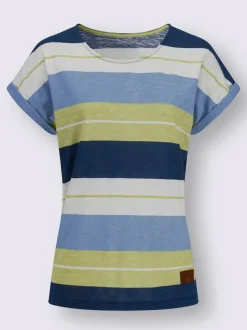 T-shirt à rayures avec encolure ronde et mancherons