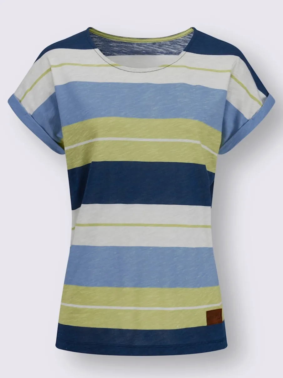 T-shirt à rayures avec encolure ronde et mancherons