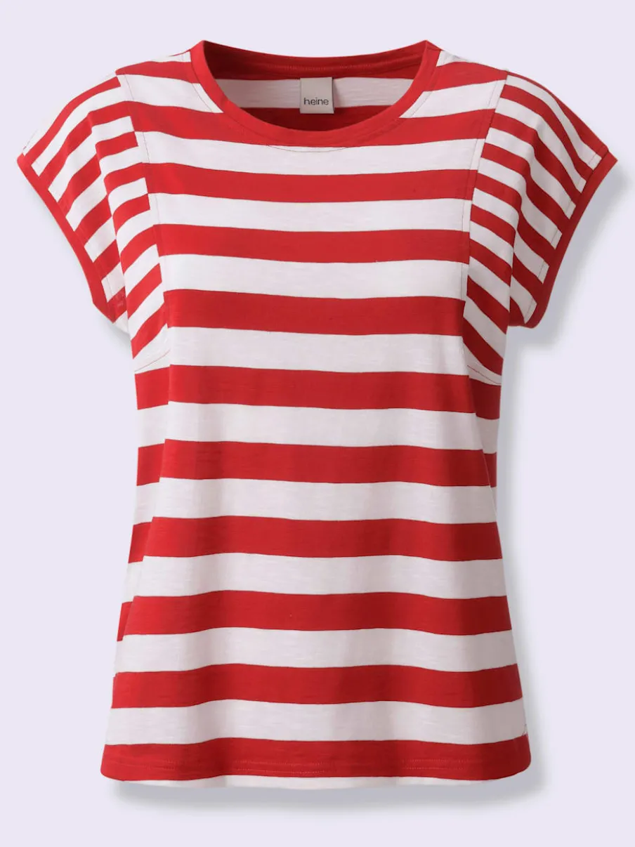 T-shirt à rayures avec encolure ronde et manches courtes