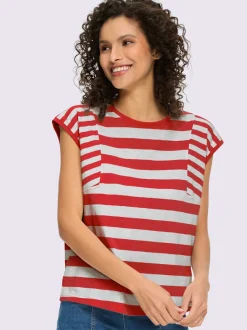 T-shirt à rayures avec encolure ronde et manches courtes