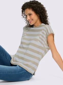 T-shirt à rayures avec encolure ronde et manches courtes