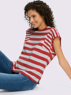 T-shirt à rayures avec encolure ronde et manches courtes