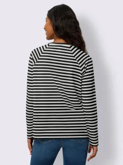 T-shirt à rayures avec manches raglan et col rond