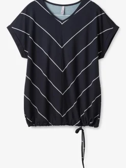 T-shirt à rayures encolure en v affinante