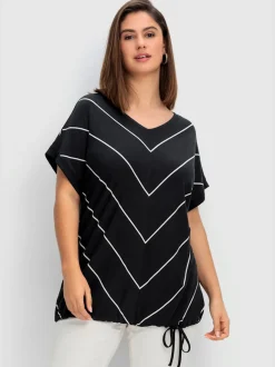 T-shirt à rayures encolure en v affinante