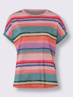 T-shirt à rayures motif marinière manches courtes fentes latérales