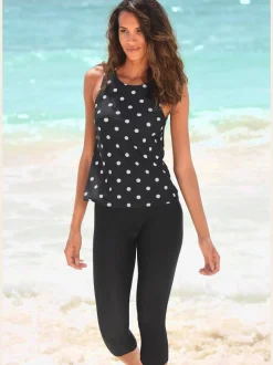 T-shirt sans manches à imprimé à pois pour baignade