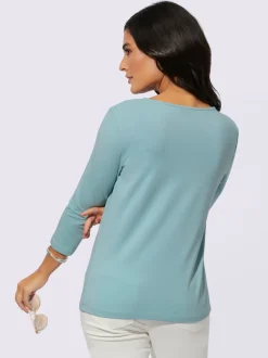 T-shirts avec col en V et dentelle florale charmante