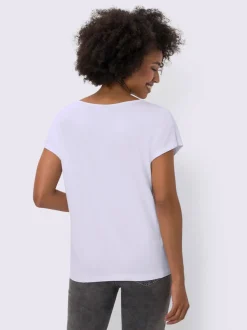 T-shirts avec col V et dentelle élégante sur le col