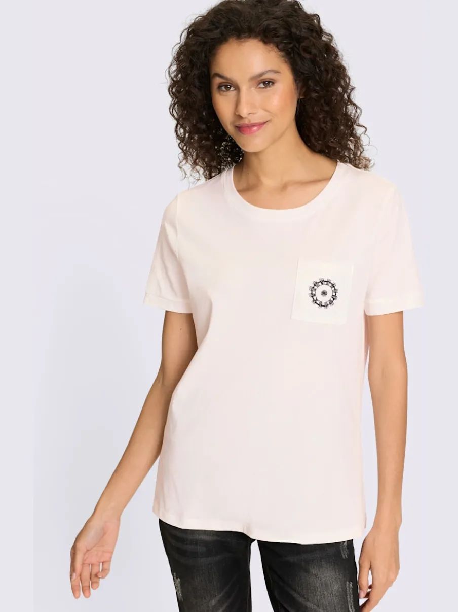T-shirts avec encolure ronde et poche poitrine brodée