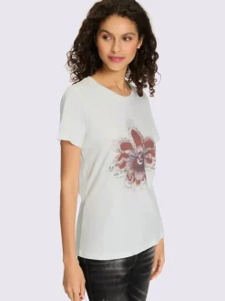 T-shirts avec imprimé floral encolure ronde manches courtes