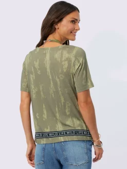 T-shirts avec imprimé tigre et encolure ronde manches courtes