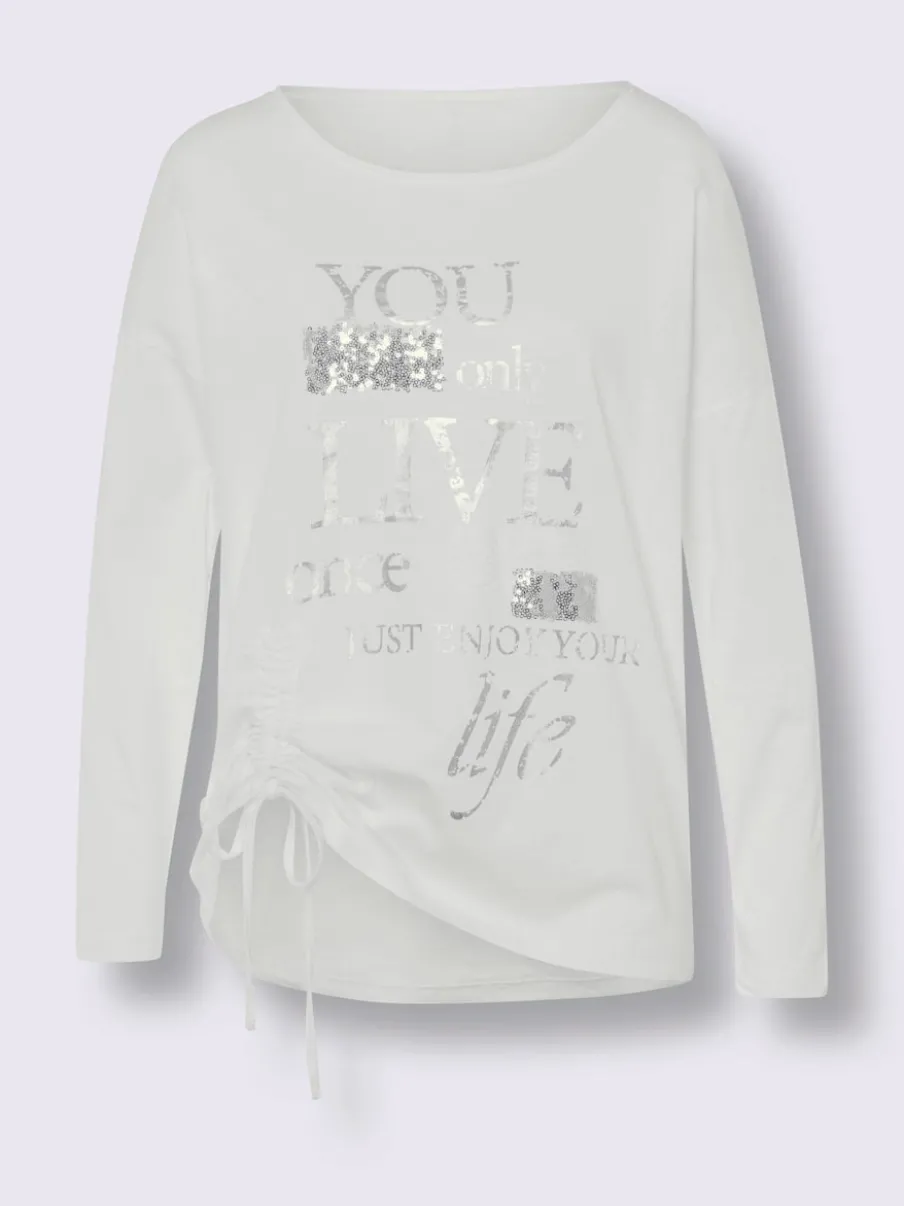 T-shirts avec inscriptions paillettes et détails en dentelle