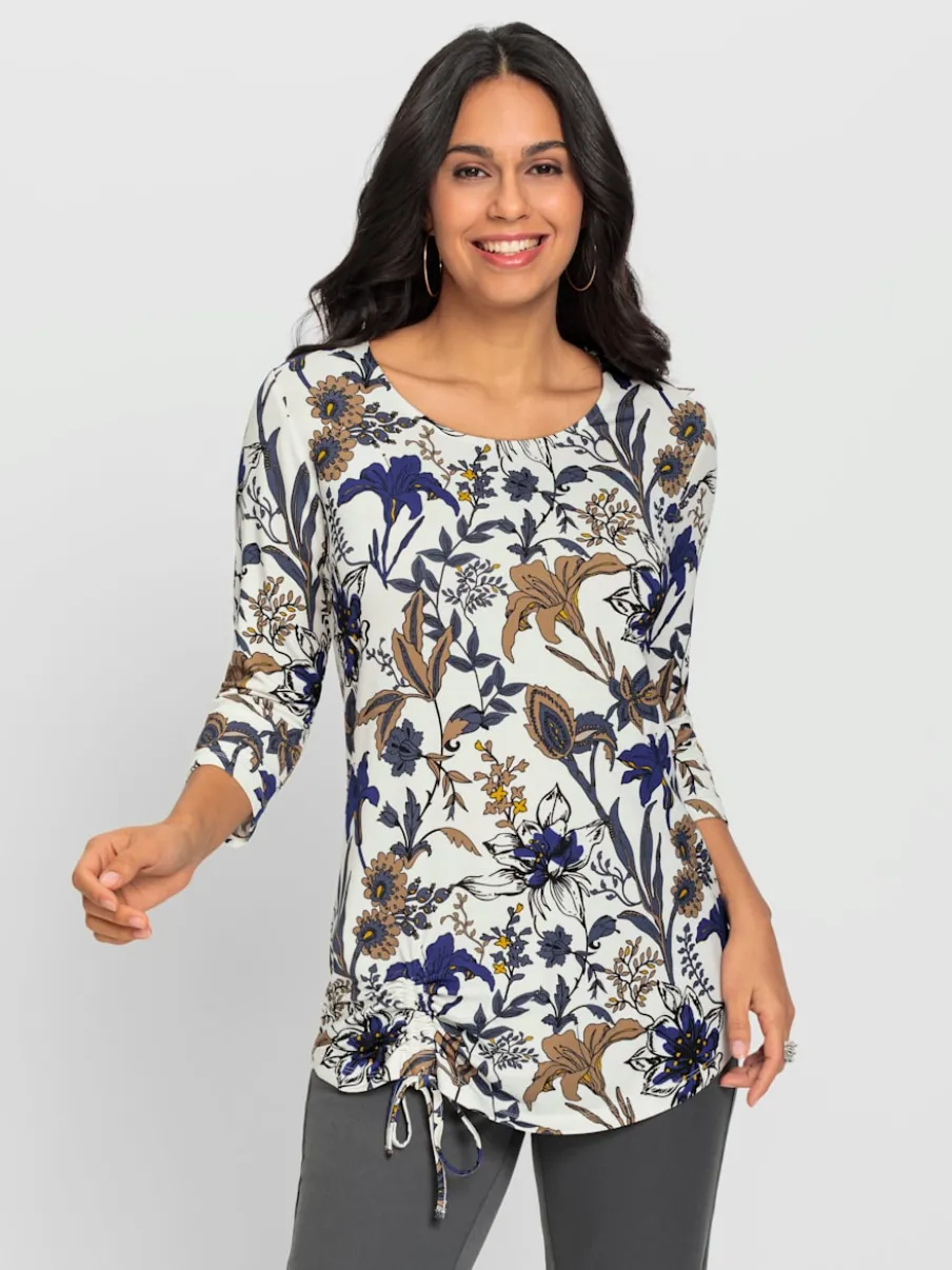 T-shirts avec motif floral coupe avantageuse manches 3/4
