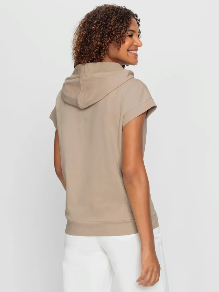T-shirts à capuche avec mancherons en coton décontractés