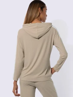 T-shirts à capuche en tricot côtelé avec empiècements contrastés