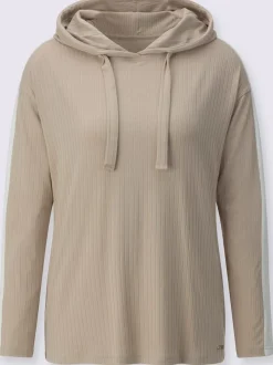 T-shirts à capuche en tricot côtelé avec empiècements contrastés
