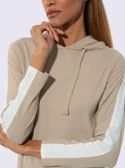 T-shirts à capuche en tricot côtelé avec empiècements contrastés