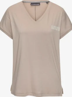 T-shirts à col en v avec logo sur poitrine
