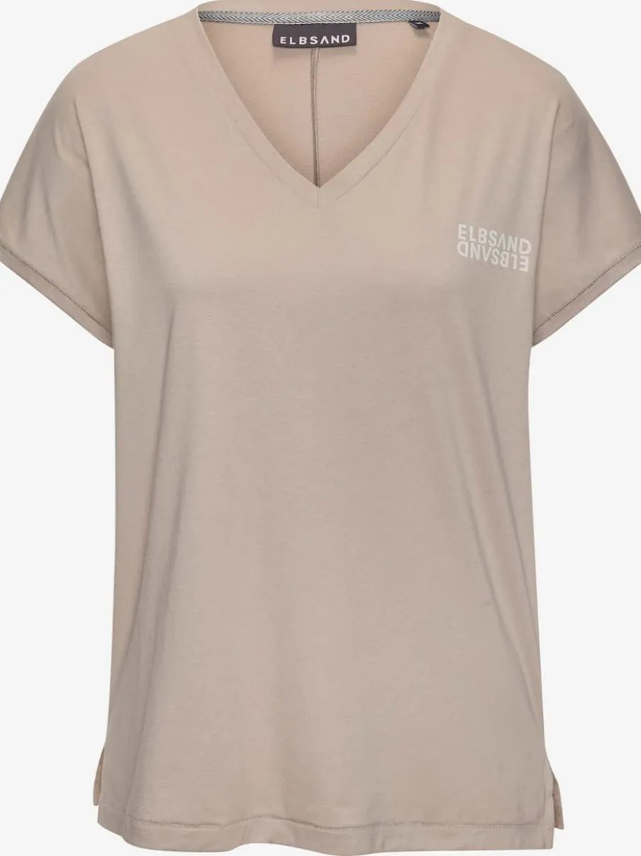 T-shirts à col en v avec logo sur poitrine