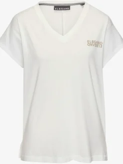 T-shirts à col en v avec logo sur poitrine