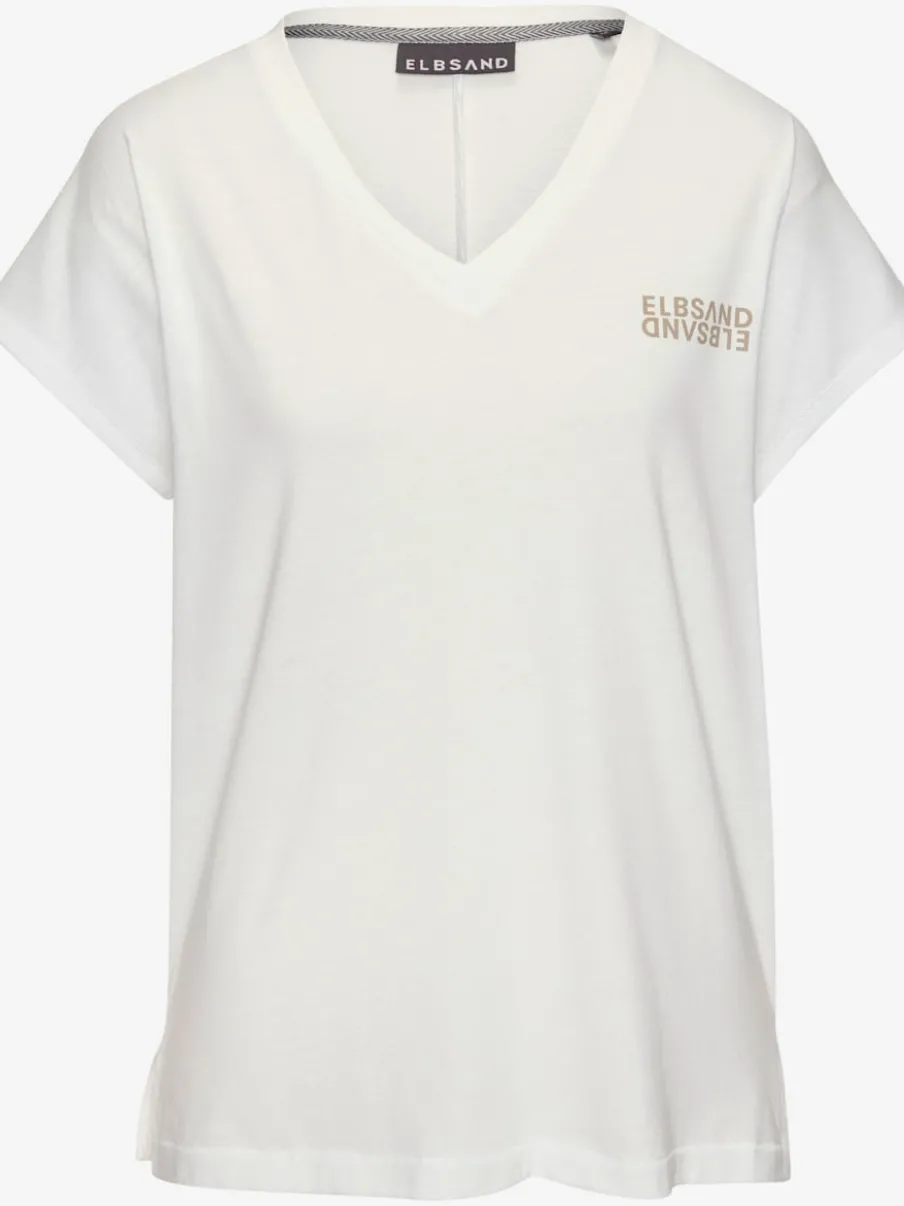 T-shirts à col en v avec logo sur poitrine