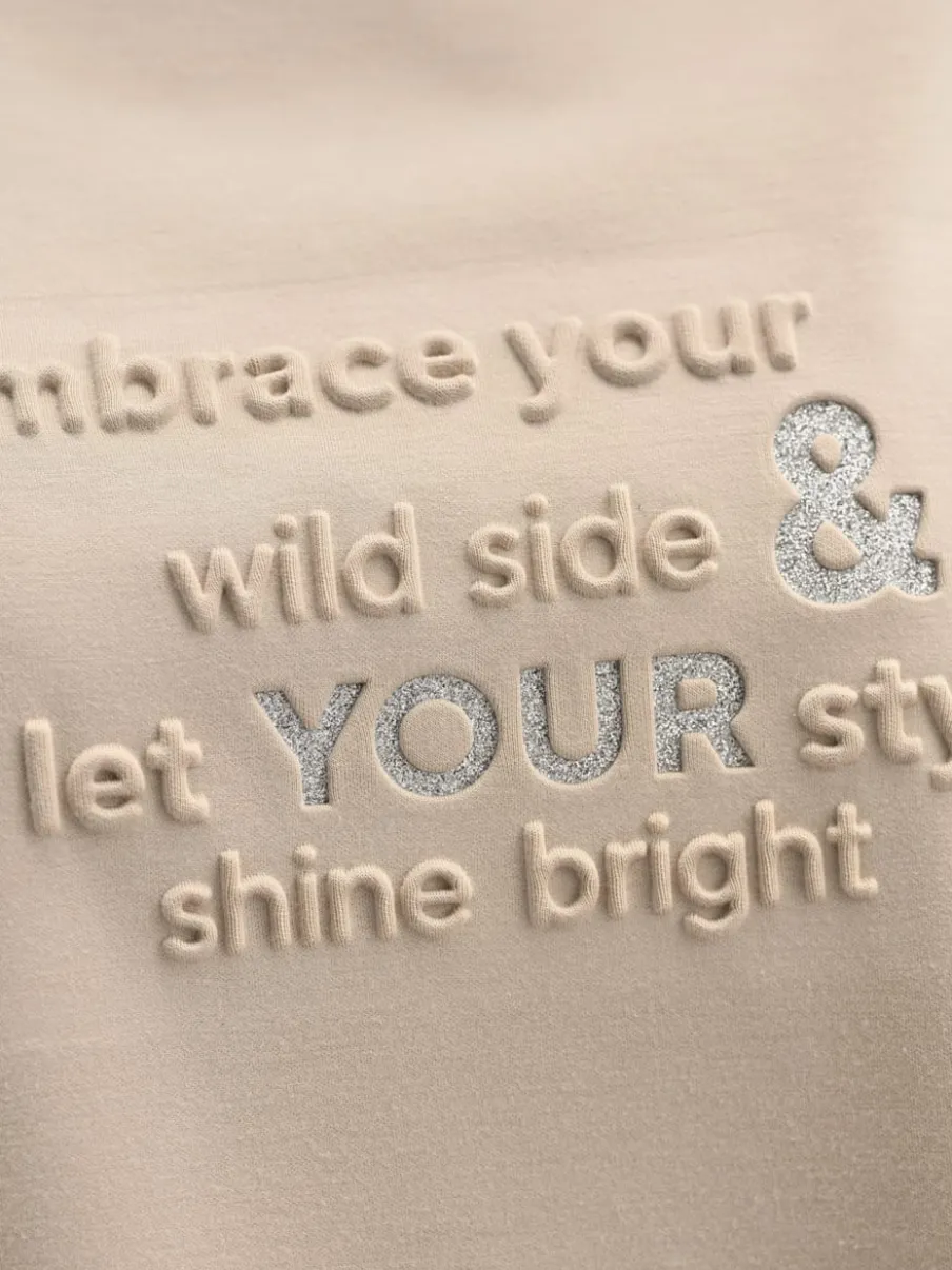 T-shirts à col montant avec inscription et détails brillants