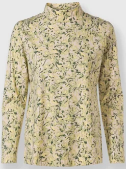 T-shirts à col montant avec motif floral en coton