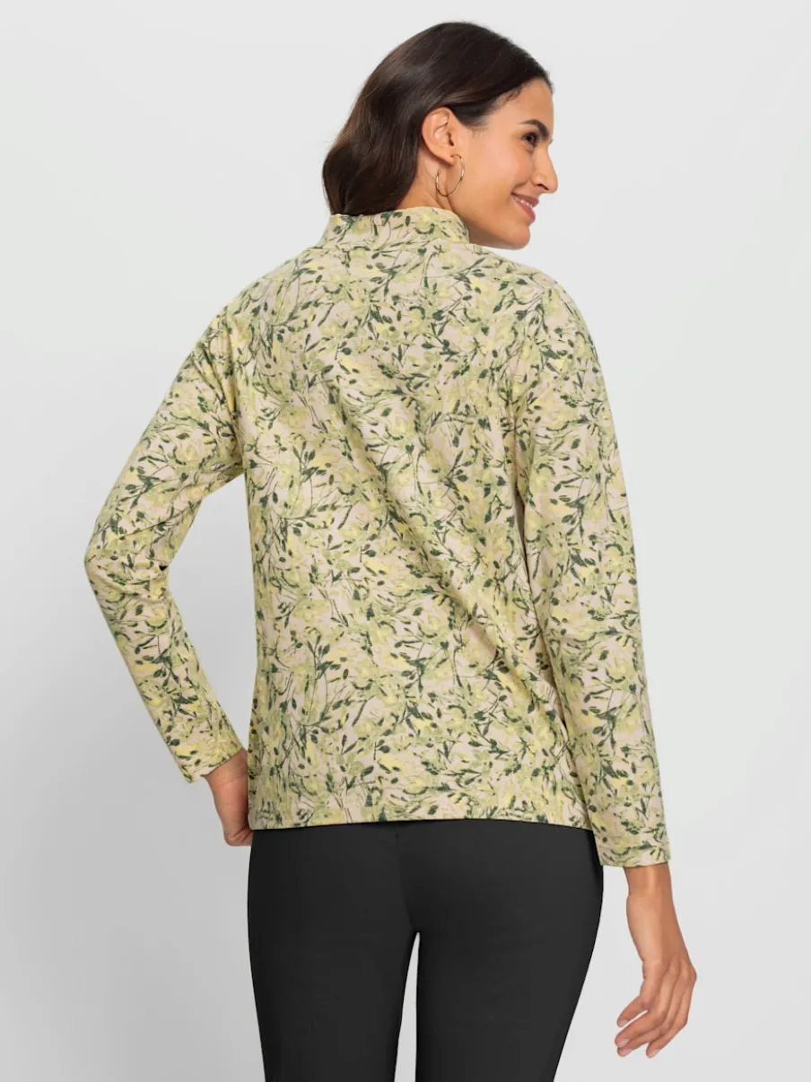 T-shirts à col montant avec motif floral en coton