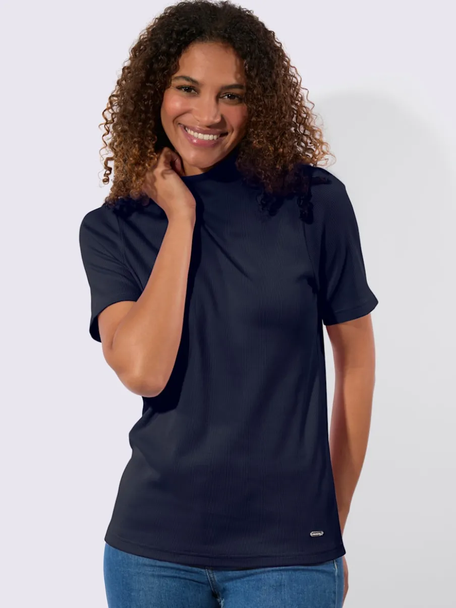 T-shirts à col montant manches courtes certifiés coton GOTS