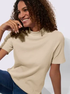 T-shirts à col montant manches courtes certifiés coton GOTS