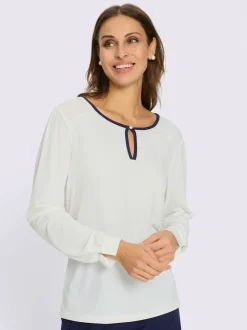 T-shirts à col rond avec détails et manches longues