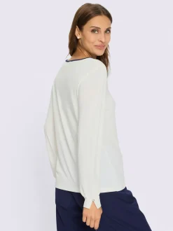 T-shirts à col rond avec détails et manches longues