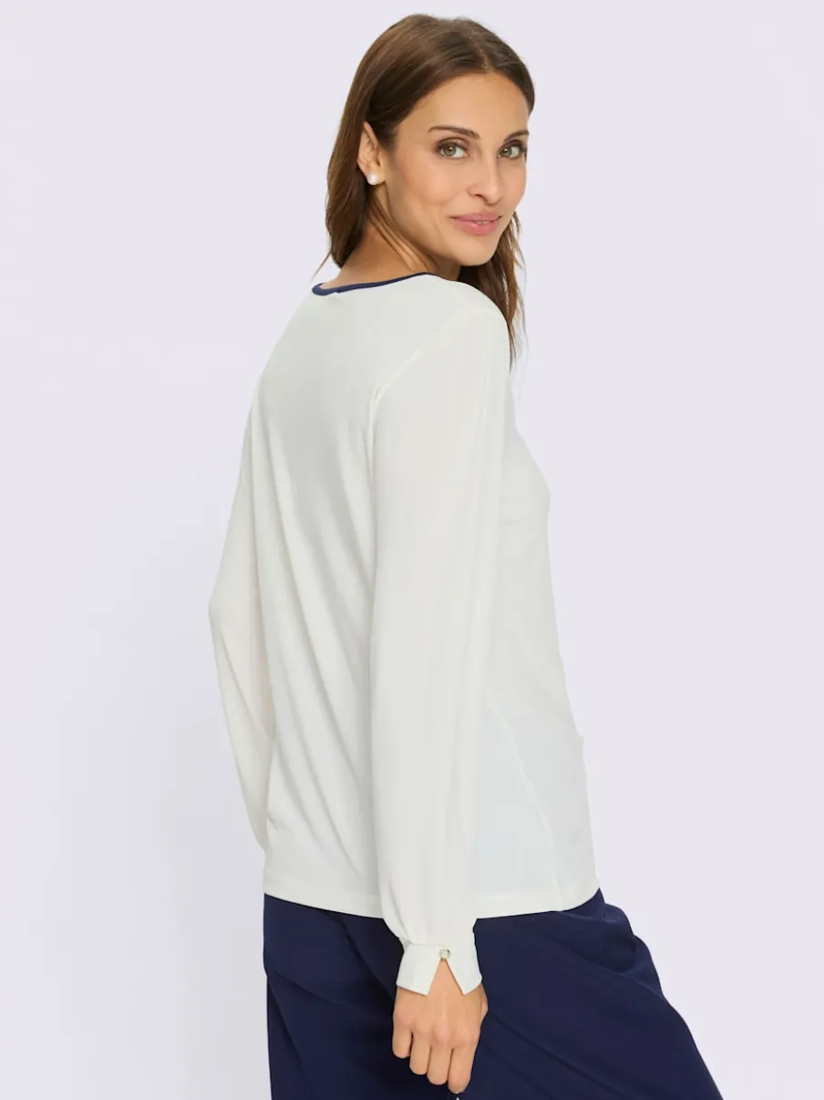 T-shirts à col rond avec détails et manches longues