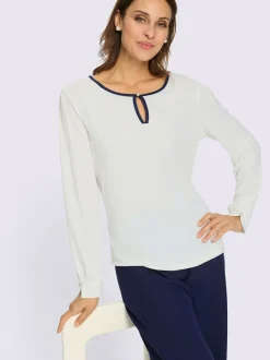 T-shirts à col rond avec détails et manches longues