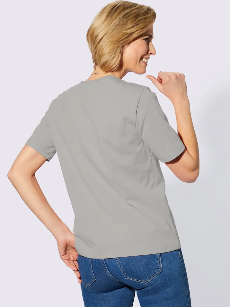 T-shirts à col rond avec passepoil brillant agréable à porter
