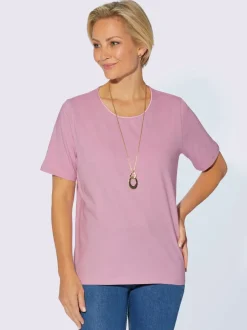 T-shirts à col rond avec passepoil brillant agréable à porter