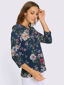 T-shirts à col rond extensibles avec motifs floraux élégants