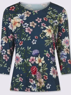 T-shirts à col rond extensibles avec motifs floraux élégants
