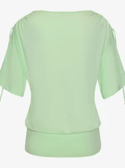 T-shirts à col rond froncé avec manches réglables