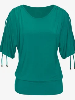 T-shirts à col rond froncé avec manches réglables