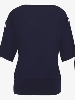 T-shirts à col rond froncé avec manches réglables
