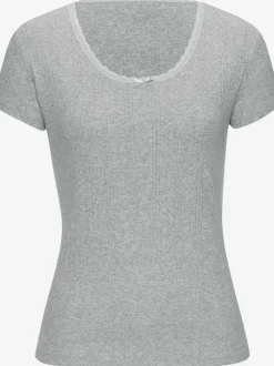 T-shirts à col rond manches courtes coton doux et ajouré