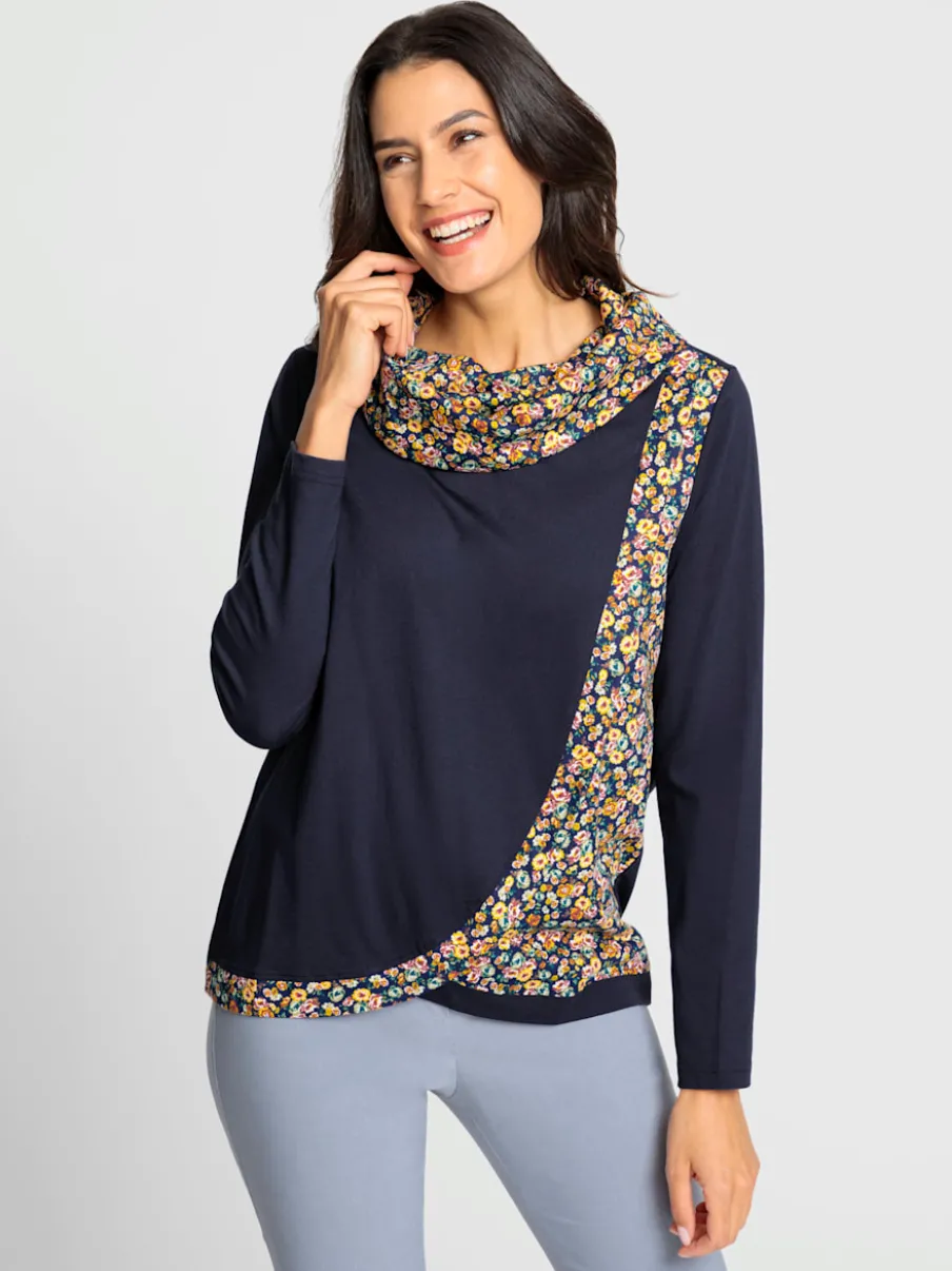 T-shirts à col roulé manches longues à motifs floraux