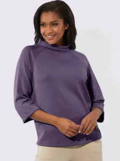 T-shirts col roulé manches 3/4 motif imprimé argent
