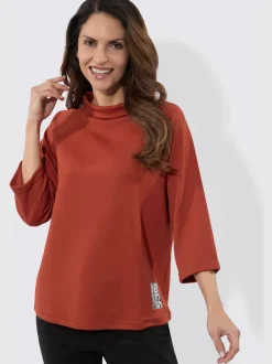 T-shirts col roulé manches 3/4 motif imprimé argent