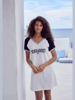 T-shirts de nuit avec manches raglan et inscription imprimée