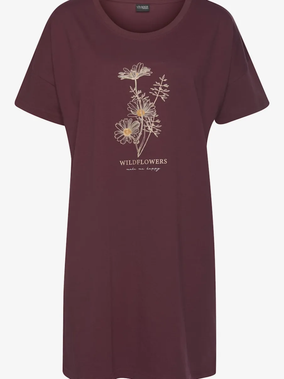 T-shirts de nuit courts avec imprimé et manches courtes