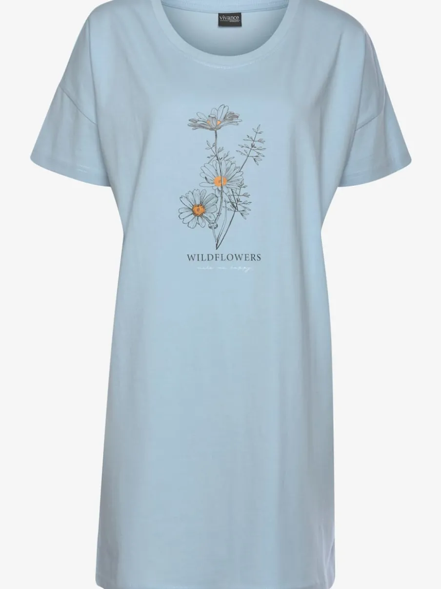 T-shirts de nuit courts avec imprimé et manches courtes